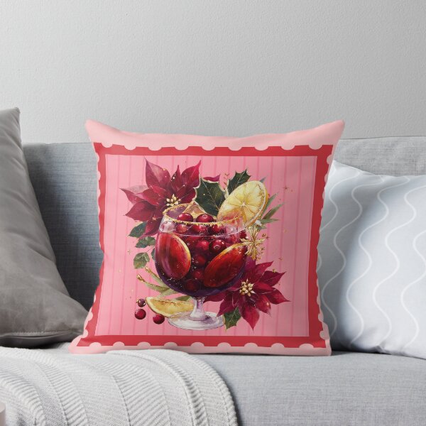 Item preview, Festive Sangria with Cranberries and Poinsettias designed and sold by Anastasiia Yurevych.