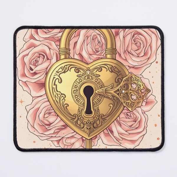 Item preview, Golden Heart Lock and Key – Romantic Floral Magic Design designed and sold by Valeree Store.