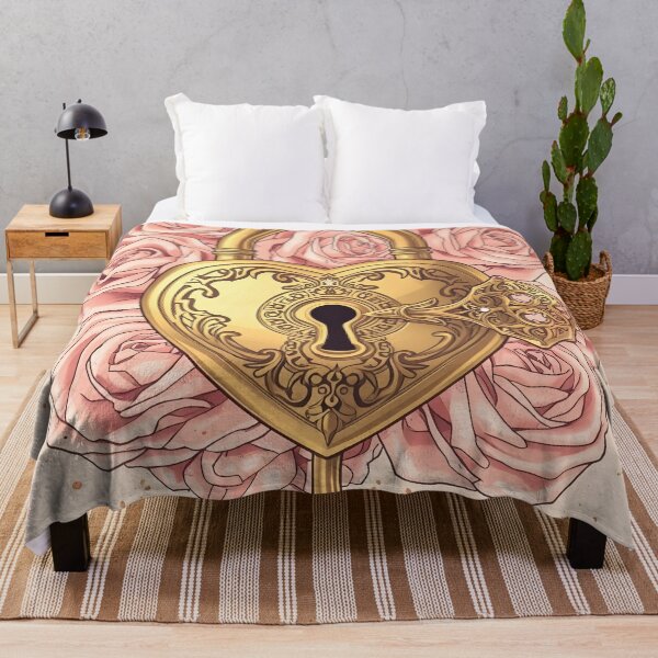 Item preview, Golden Heart Lock and Key – Romantic Floral Magic Design designed and sold by Valeree Store.