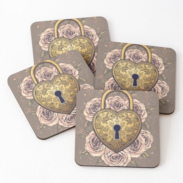 Item preview, Rose Garden Heart Lock – Elegant Fantasy Line Art for T-Shirts designed and sold by Valeree Store.