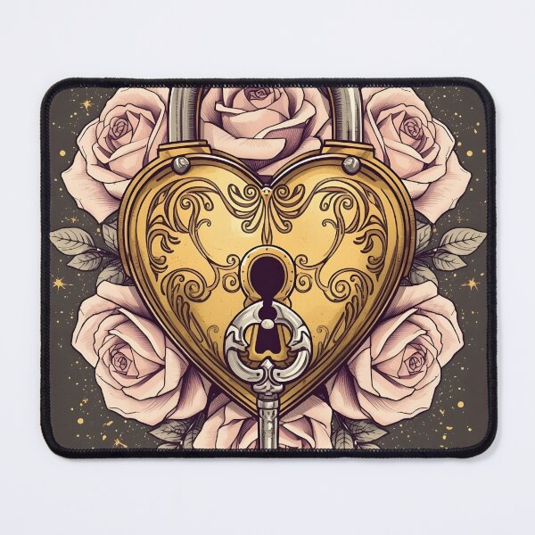 Item preview, Love Lock and Roses – Glowing Fairytale Line Art Design designed and sold by Valeree Store.