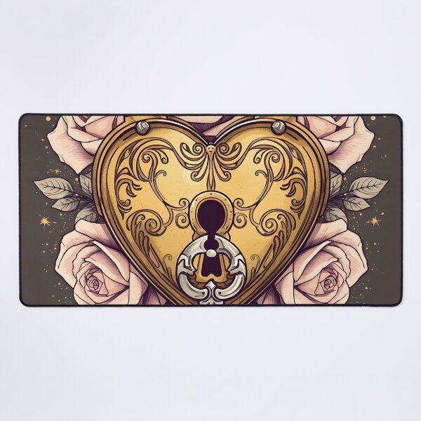 Item preview, Love Lock and Roses – Glowing Fairytale Line Art Design designed and sold by Valeree Store.