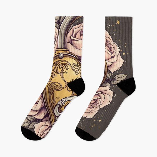 Item preview, Love Lock and Roses – Glowing Fairytale Line Art Design designed and sold by Valeree Store.