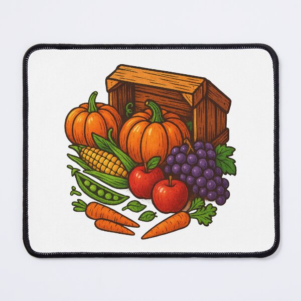 Item preview, Harvest Crate with Pumpkins and Produce • Autumn Farmers Market Illustration designed and sold by inkoutninja.