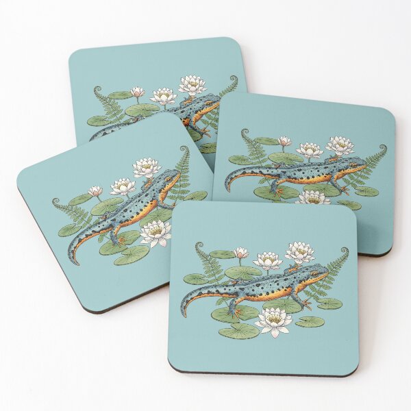 Item preview, Alpine Newt with Water Lilies Illustration designed and sold by BirdsnStuff.