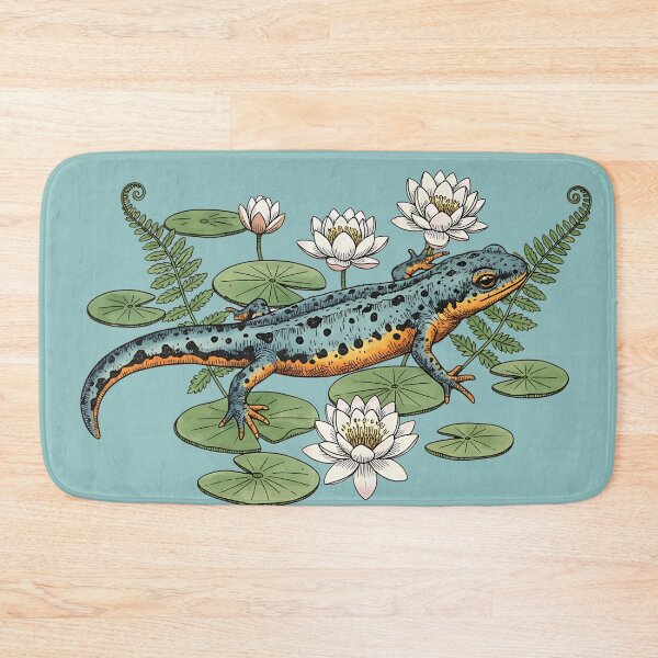 Item preview, Alpine Newt with Water Lilies Illustration designed and sold by BirdsnStuff.