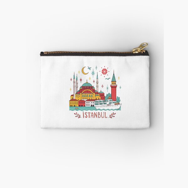 Item preview, Colorful Istanbul Cityscape - Hagia Sophia, Galata Tower & Ferry Travel Art designed and sold by asliberry.