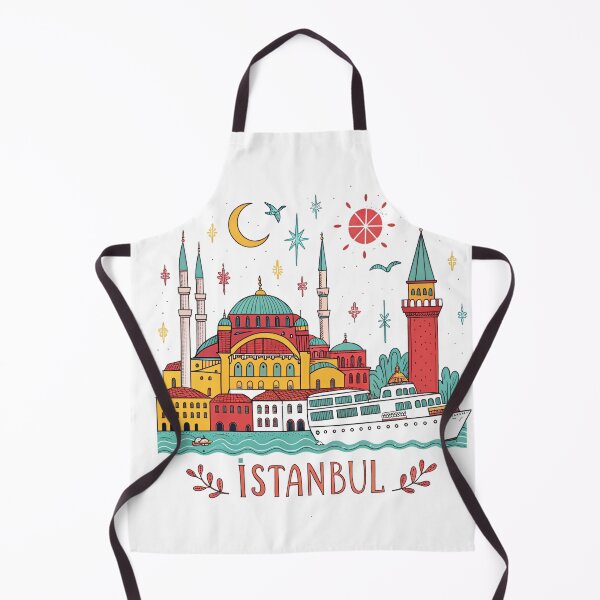 Item preview, Colorful Istanbul Cityscape - Hagia Sophia, Galata Tower & Ferry Travel Art designed and sold by asliberry.