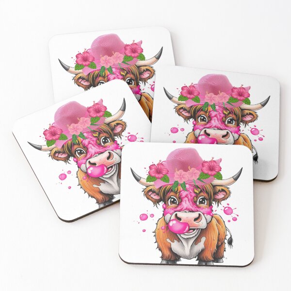 Item preview, cute highland cow wearing a hat and bubblegum over face designed and sold by j964.
