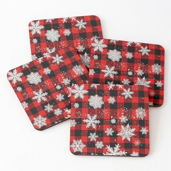 Item preview, Buffalo Plaid Christmas Pattern with White Snowflakes – Cozy Red and Black Winter Holiday Design designed and sold by PixelVibe782.