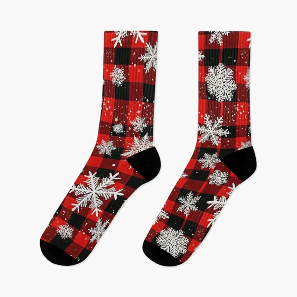 Item preview, Buffalo Plaid Christmas Pattern with White Snowflakes – Cozy Red and Black Winter Holiday Design designed and sold by PixelVibe782.