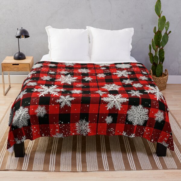 Item preview, Buffalo Plaid Christmas Pattern with White Snowflakes – Cozy Red and Black Winter Holiday Design designed and sold by PixelVibe782.