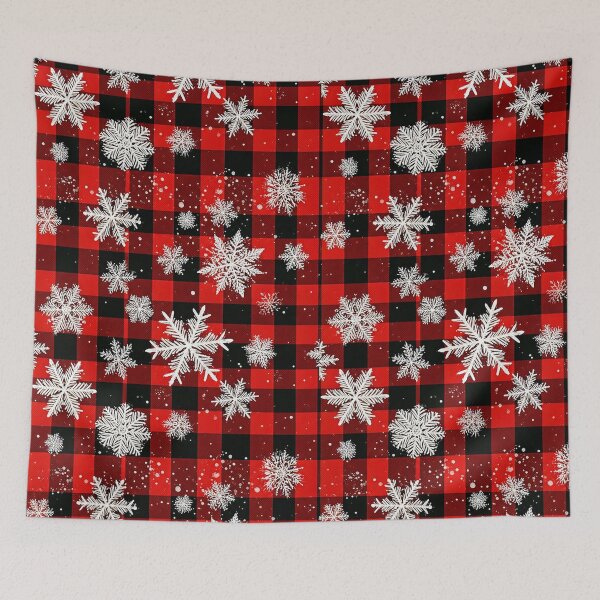 Item preview, Buffalo Plaid Christmas Pattern with White Snowflakes – Cozy Red and Black Winter Holiday Design designed and sold by PixelVibe782.