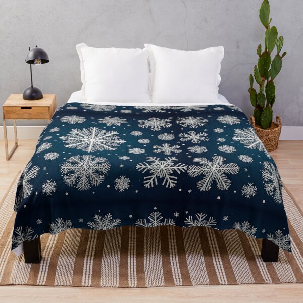 Item preview, Elegant White Snowflakes on Dark Blue Background – Winter Holiday Pattern with Falling Snow designed and sold by PixelVibe782.