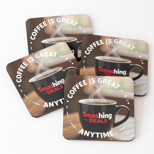 Item preview, coffee is great anytime colorful coffee art design designed and sold by SmashingDeals.