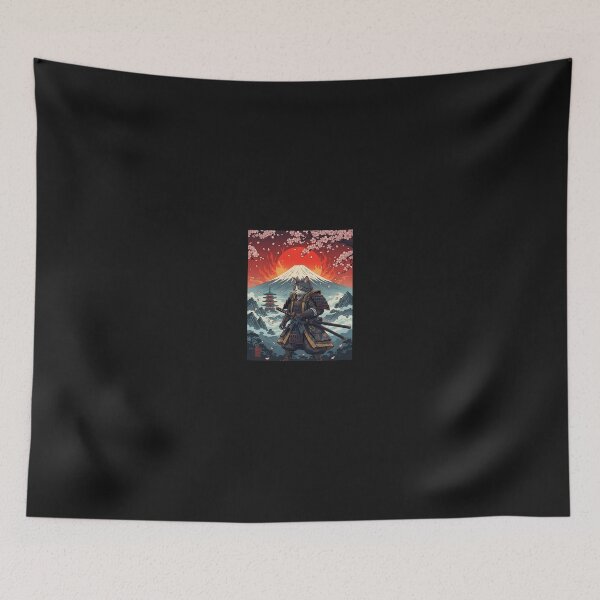 Item preview, Samurai Cat Warrior Fuji Mount Vintage Japanese Art Graphic designed and sold by cawtoon.