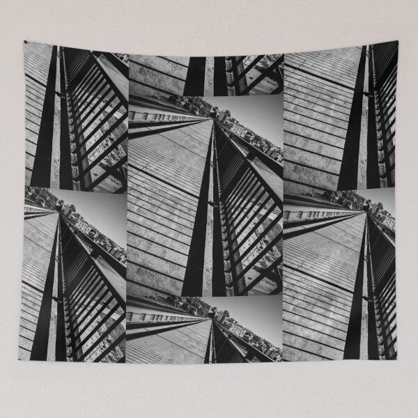 Item preview, Black and White Belgrade Bridge Architecture - Serbian Cityscape Abstract Photography designed and sold by SergioMiklos.
