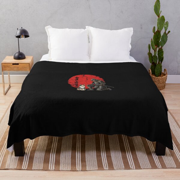 Item preview, Samurai Kneeling Before Cat Japanese Red Sun Art designed and sold by cawtoon.