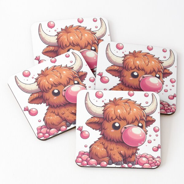 Item preview, cute highland cow calf blowing a bubble designed and sold by j964.