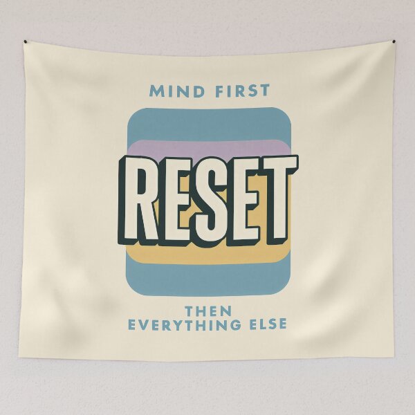 Item preview, Muted Blue and Lavender Layers Behind Centered Mental Wellness Mantra designed and sold by SplashTastic.