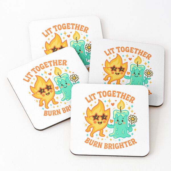 Item preview, Lit Together Burn Brighter • Cute Flame and Candle Friendship Design designed and sold by inkoutninja.