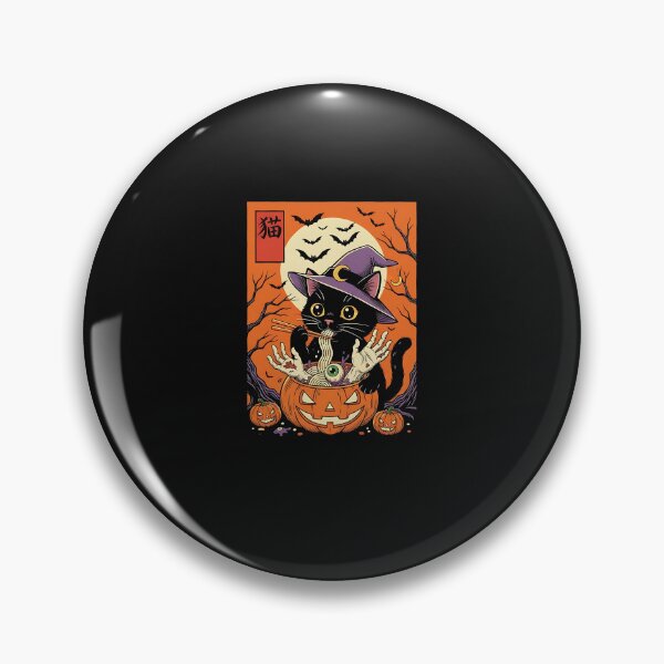 Item preview, Spooky Black Cat Eating Ramen Japanese Halloween designed and sold by MOHITSALVI.