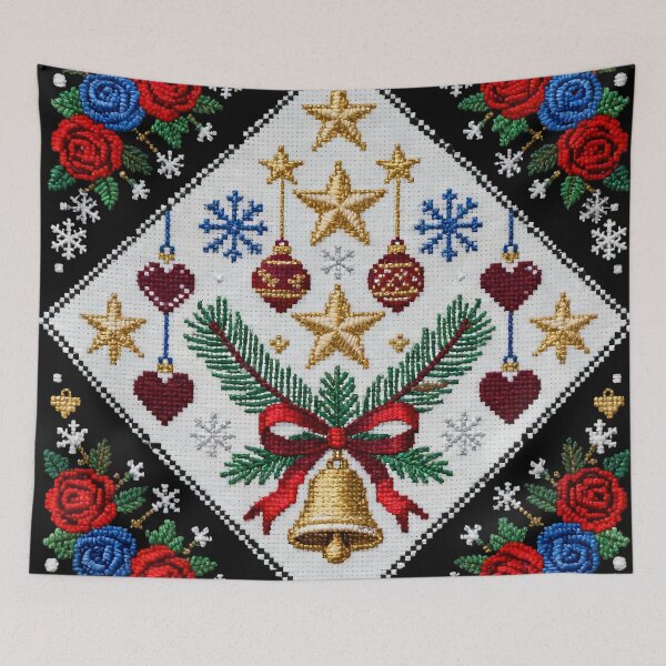 Item preview, Traditional Romanian Christmas Embroidery – Folk Cross-Stitch Holiday Design designed and sold by Maximilianos.