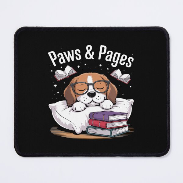 Item preview, Cozy Sleepy Dog with Glasses Reading Book Lover designed and sold by Idarmotar.