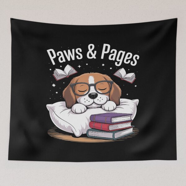 Item preview, Cozy Sleepy Dog with Glasses Reading Book Lover designed and sold by Idarmotar.