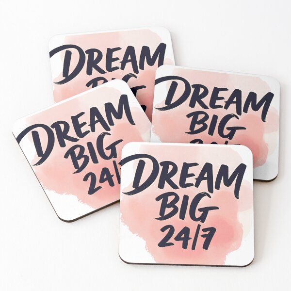 Item preview, Inspirational quote: ‘DREAM BIG 24/7’, brush script typography with watercolor splash background designed and sold by dumindu6120.