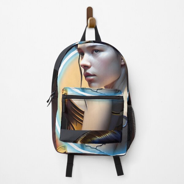 Item preview, Ariala - Futuristic Cyborg Portrait with Neon Halo | Sci-Fi Glamour Art designed and sold by SergioMiklos.