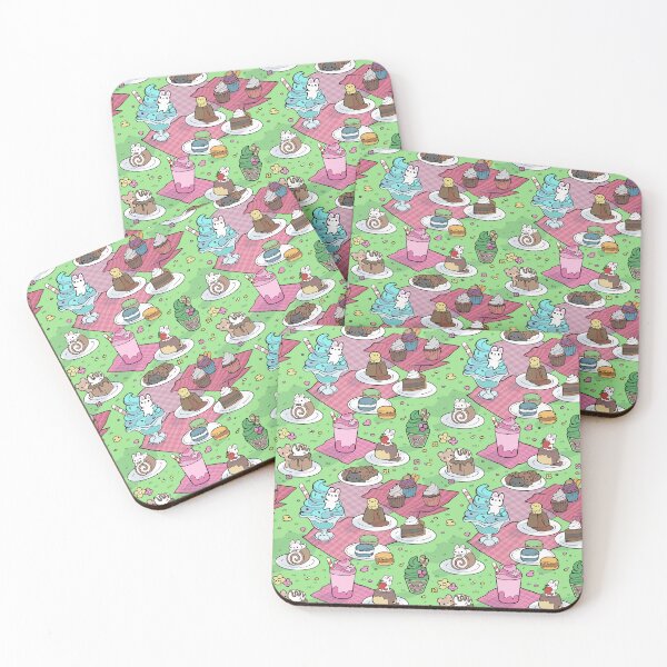 Item preview, Dessert Picnic with Bunnies Cats and Bears Seamless Pattern Design designed and sold by pastelcafe.