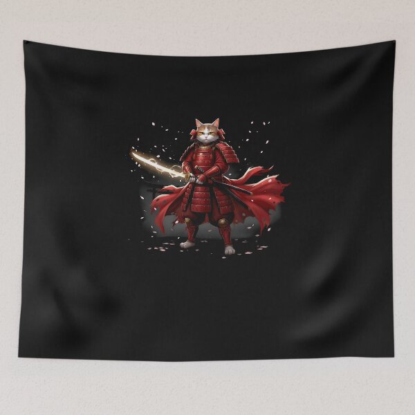Item preview, Tabby Cat Samurai Japanese Sumi-E Ink Painting Ronin  designed and sold by TalalosART.