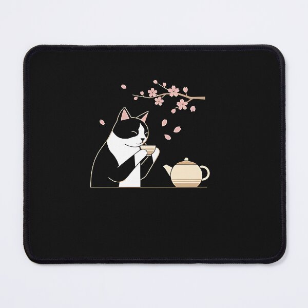Item preview, Tea Time With Tuxedo Cat Drinking Tea Cat Lover Japanese Art designed and sold by TalalosART.