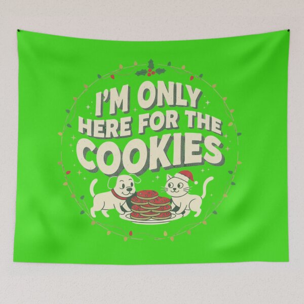 Item preview, Funny Christmas Quote: I'm Only Here For The Cookies designed and sold by CraftedByEva.