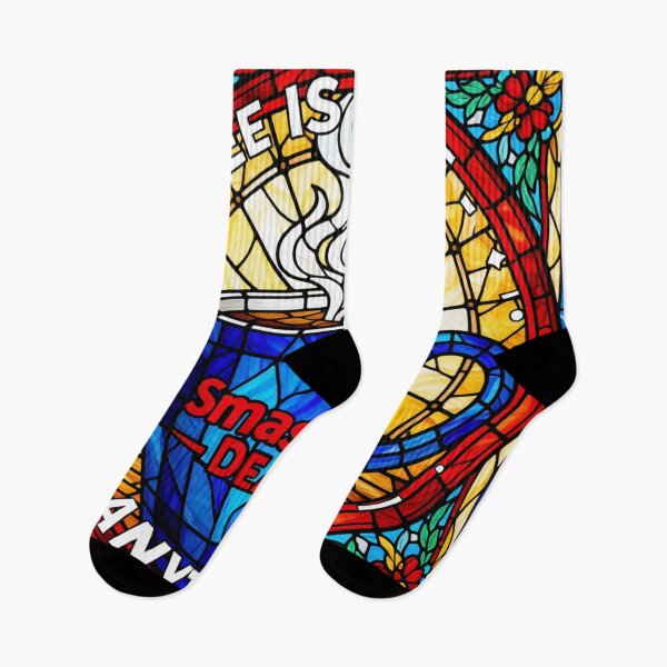 Item preview, coffee is great stained glass style colorful art design designed and sold by SmashingDeals.