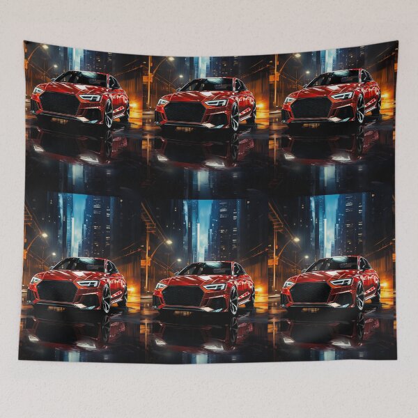 Item preview, Aggressive Hatchback Navigates Vibrant Modern Metropolis Streets designed and sold by RevUpDesign.