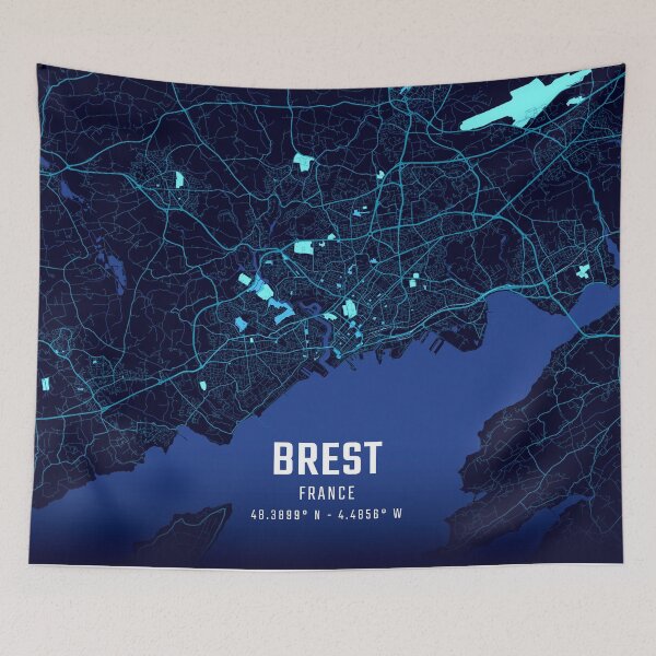 Item preview, Brest Midnight City Map designed and sold by HomeLivingCo.