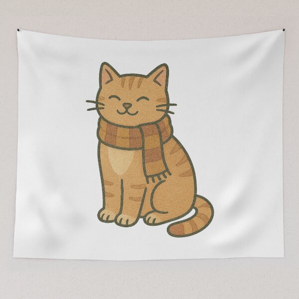 Item preview, Cozy Autumn Cat with Scarf Illustration designed and sold by Vendeloc.
