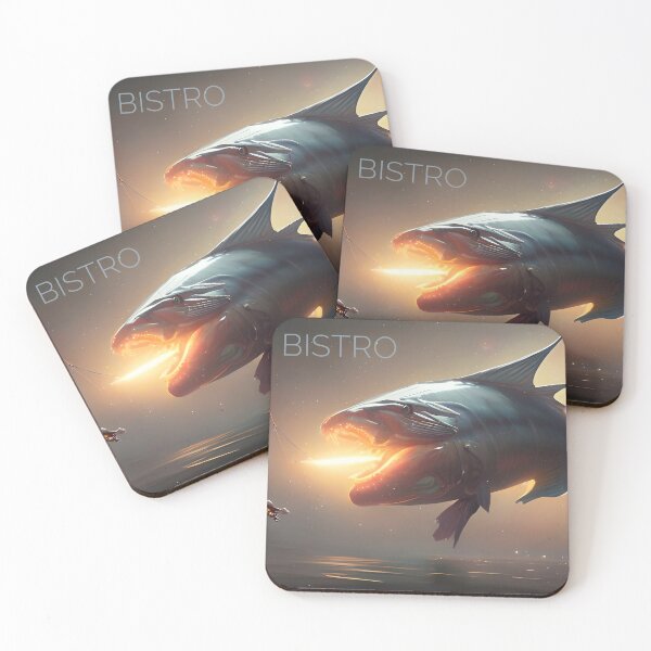 Item preview, "BISTRO" Serbian Fishing Wish - Surreal Laser Shark Fantasy Art for Good Luck designed and sold by SergioMiklos.