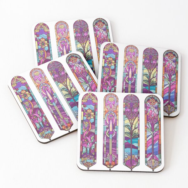 Item preview, Vibrant Purple Floral Stained Glass Panels designed and sold by LanaGustavsson.