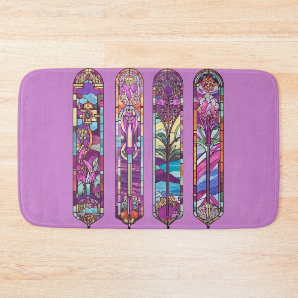 Item preview, Vibrant Purple Floral Stained Glass Panels designed and sold by LanaGustavsson.
