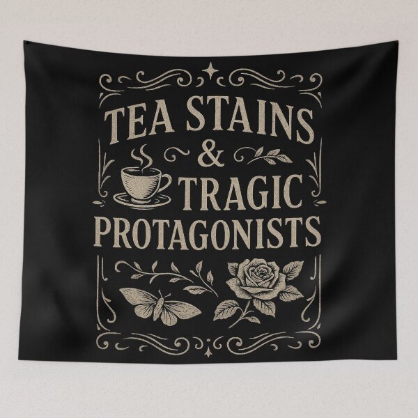 Item preview, Tea Stains & Tragic Protagonists — Gothic Literary Tea Art designed and sold by Mouraludia.