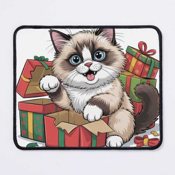Item preview, Cute Fluffy Ragdoll Cat Christmas Illustration Cozy Holiday Sticker designed and sold by kaka8888.