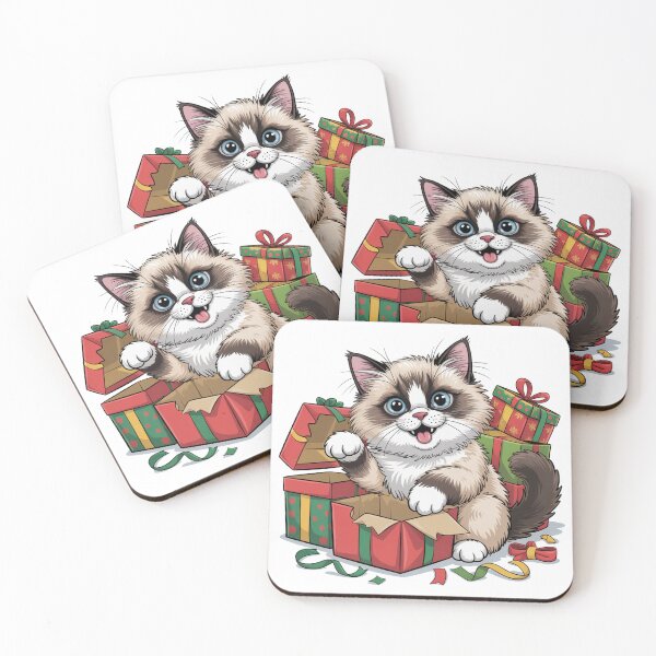 Item preview, Cute Fluffy Ragdoll Cat Christmas Illustration  Cozy Holiday Sticker designed and sold by kaka8888.