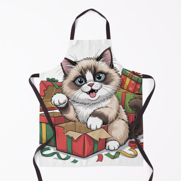 Item preview, Cute Fluffy Ragdoll Cat Christmas Illustration  Cozy Holiday Sticker designed and sold by kaka8888.