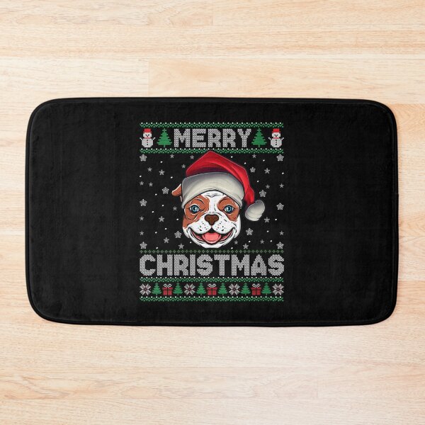 Artikelvorschau, Frohe Weihnachten 2025! Amerikanische Bulldogge, Weihnachtsmannmütze, hässliches Weihnachtsshirt mit V-Ausschnitt entworfen und verkauft von Pavlovi.