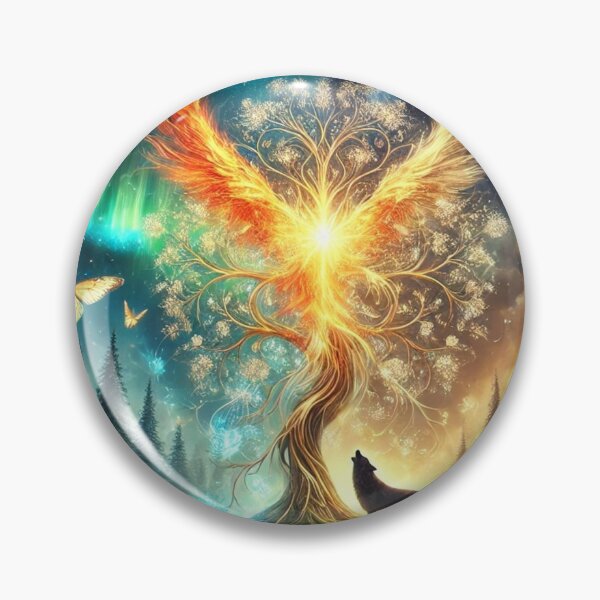 Item preview, Phoenix Tree of Light – Sacred Wolf and Moon of the Elements designed and sold by Tommandjerry.
