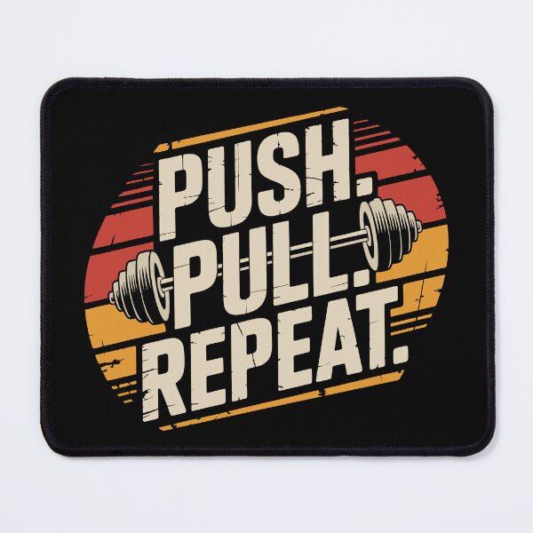 Item preview, Push Pull Repeat Minimalist Gym Quote designed and sold by Slaw-Creation.