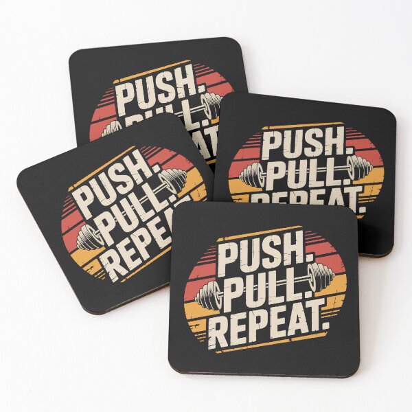 Item preview, Push Pull Repeat Minimalist Gym Quote designed and sold by Slaw-Creation.